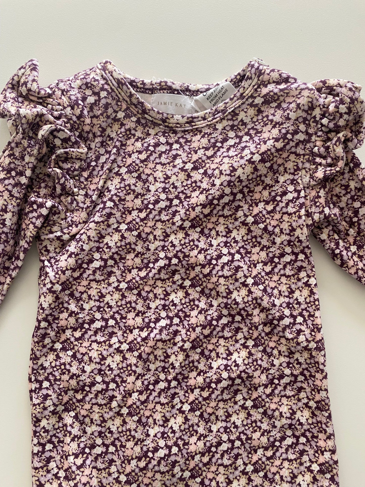 #117, Girls 2T, Jamie Kay plum floral onesie, EUC