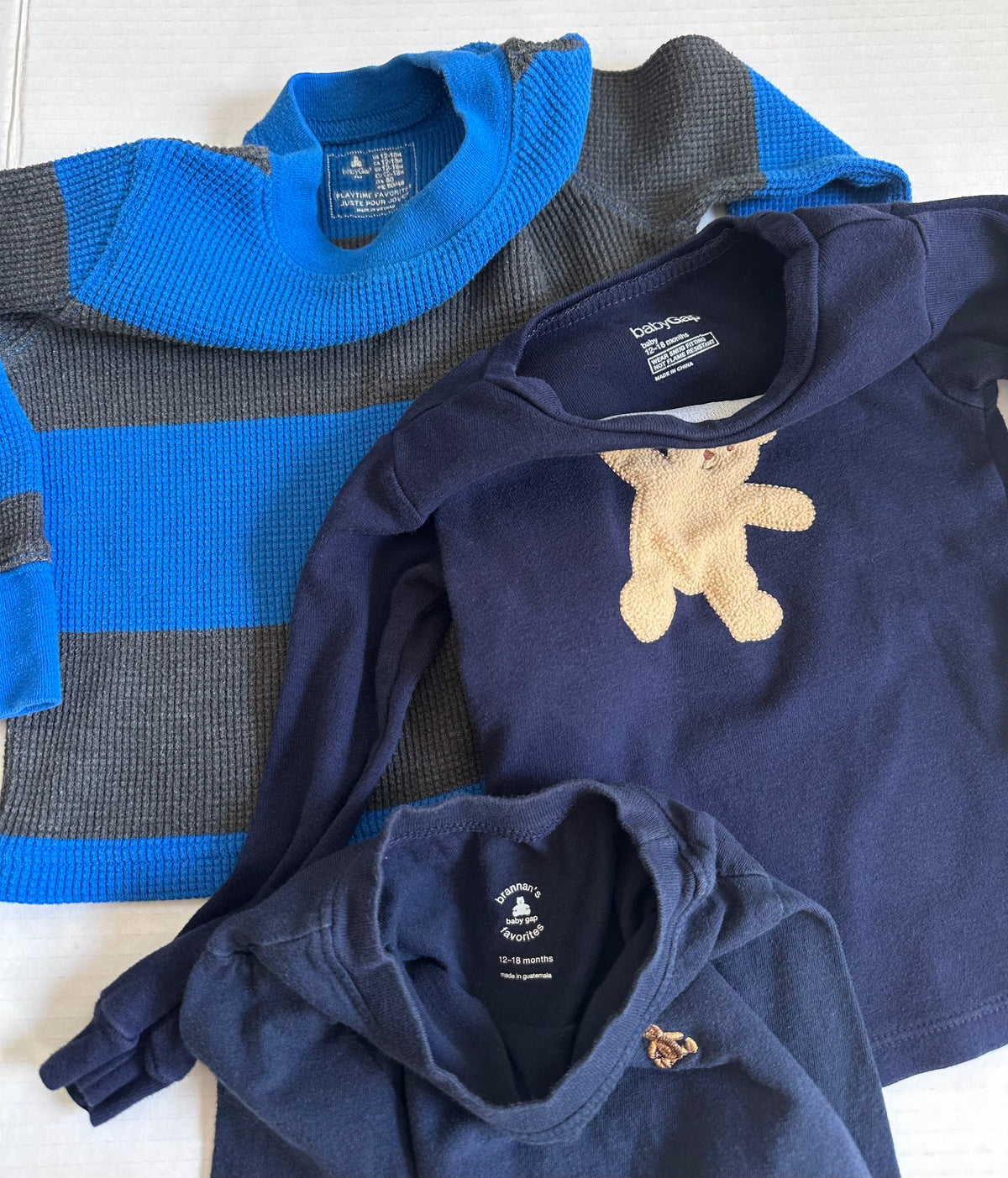 #146 Baby Gap Teddy Bear L/S Shirts Boys 12-18M