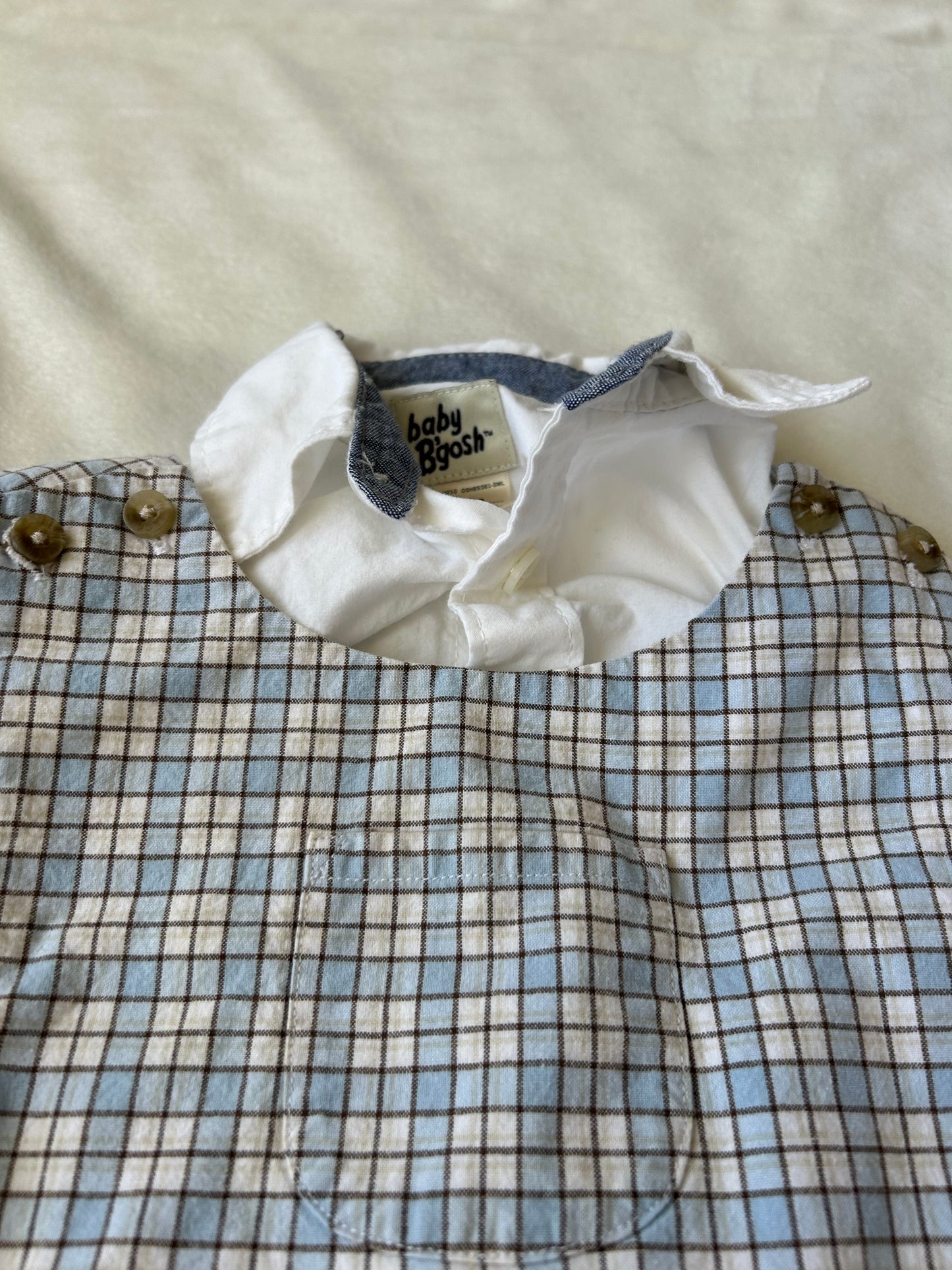 Janie and Jack 12-18 month Boy BlueWhite Gingham Overalls with white button up GREAT FOR EASTER