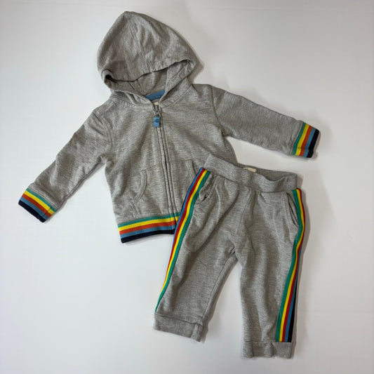 Seller 189 Gender Neutral 6-12m Hatley Rainbow Stripe Hoodie Jacket & Sweatpants Set VGUC