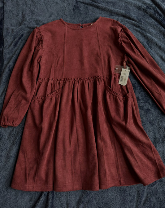 #74- burgundy dress NWT girls 10/12