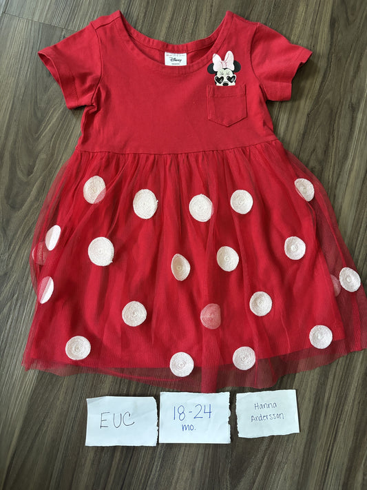 #138 - 18-24 Mo - EUC Hanna Andersson - Red Polka Dot Minnie Dress - PU 45236