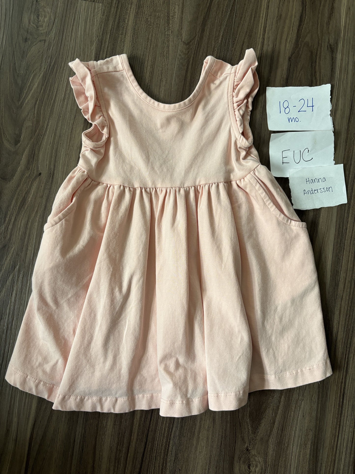#77 - 18-24 Mo - EUC Hanna Andersson - Pink Dress with Pockets