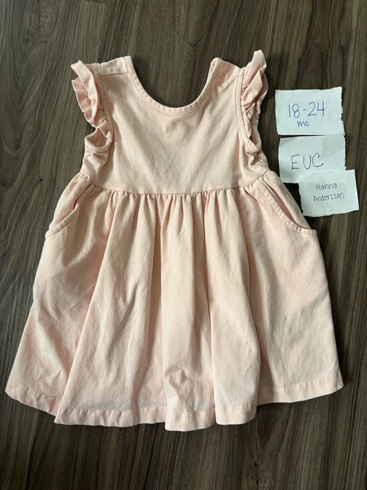 #77 - 18-24 Mo - EUC Hanna Andersson - Pink Dress with Pockets
