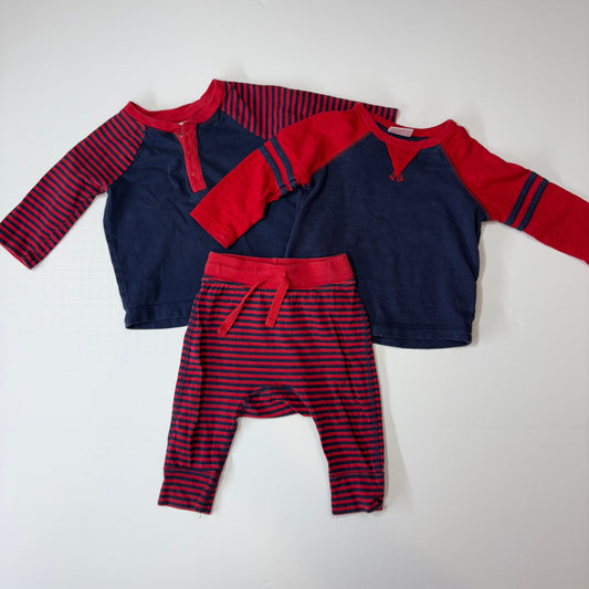 Seller 189 Boys 6-12m Hanna Andersson Red & Navy Jersey Henley + Pants + Matching Baseball Tee Bundle (3pcs) EUC
