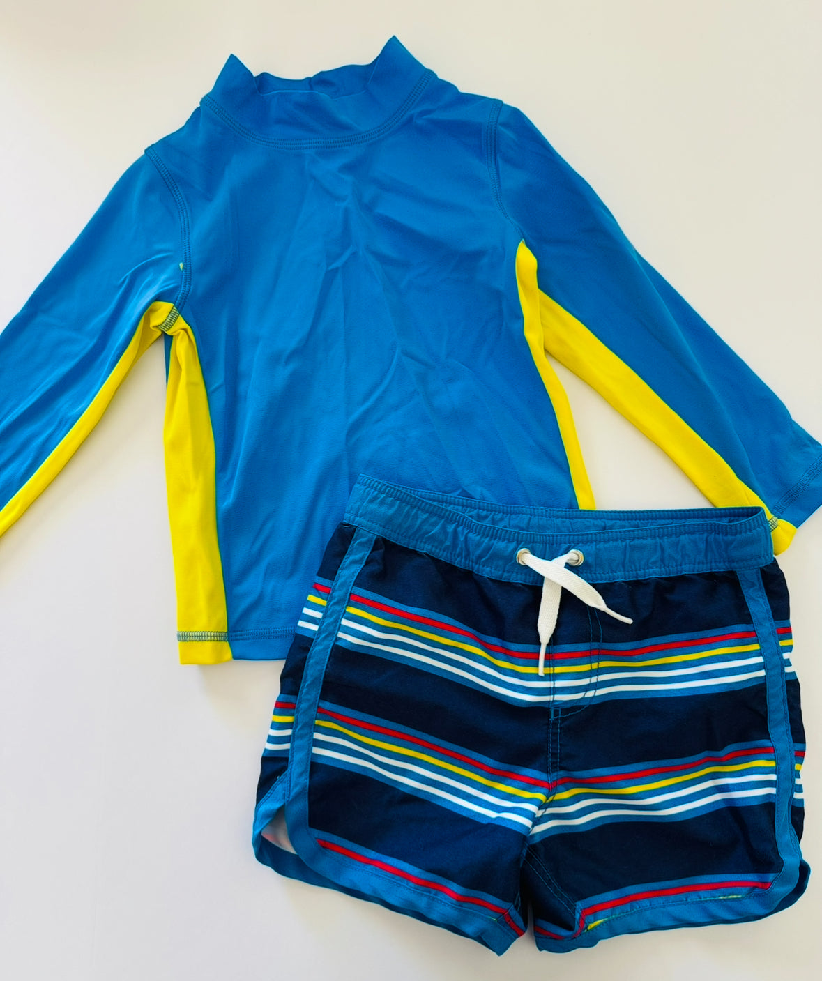 REDUCED #92 Boys 3/4 Boden swim top UPF 40+. Hanna swim trunk bottoms