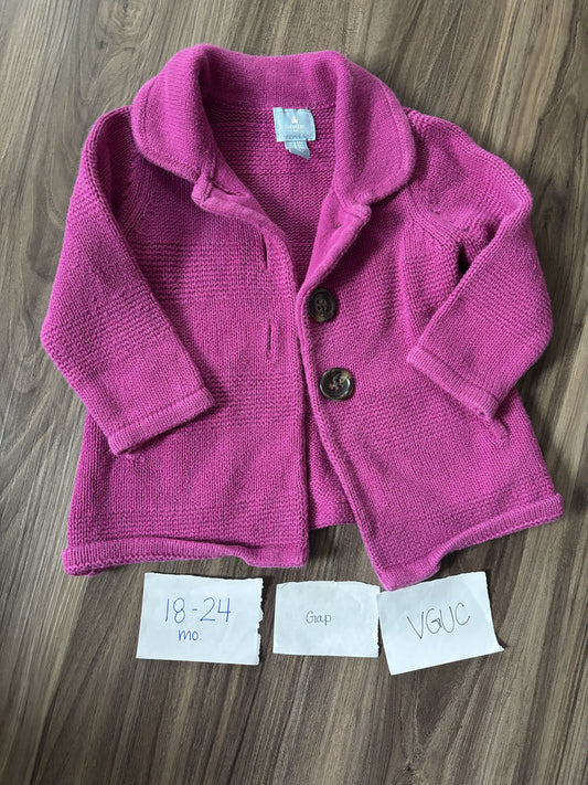 #138 - 18-24 Mo - VGUC Gap - Purple Sweater Jacket - PU 45236