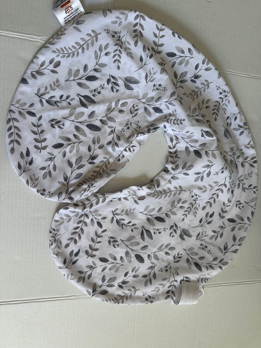 #146 Boppy Nursing Pillow Cover White Gray Leaves