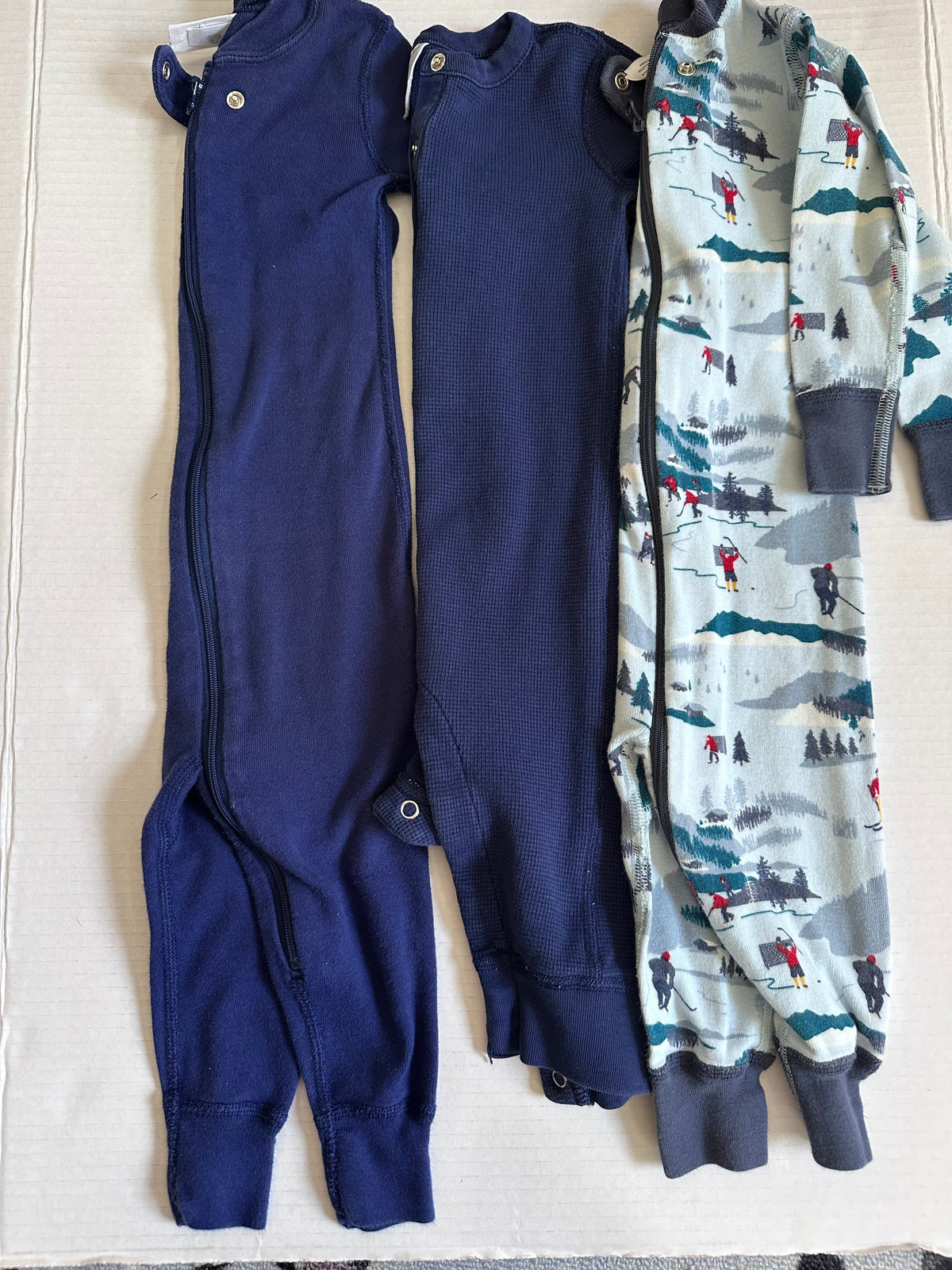#146 Hanna Andersson Navy Blue Winter Sleepers Set of 3 Boys 12-18M