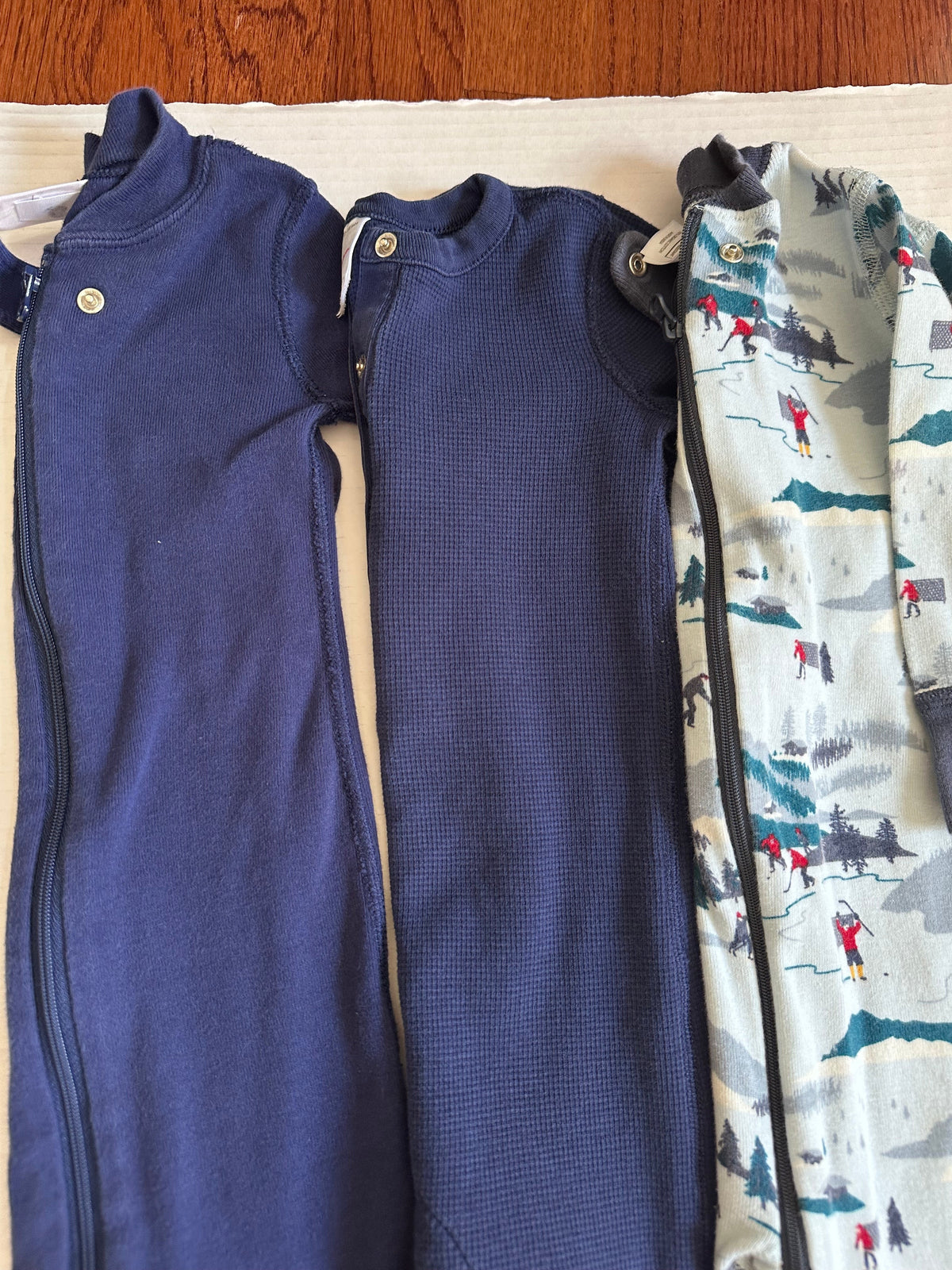 #146 Hanna Andersson Navy Blue Winter Sleepers Set of 3 Boys 12-18M