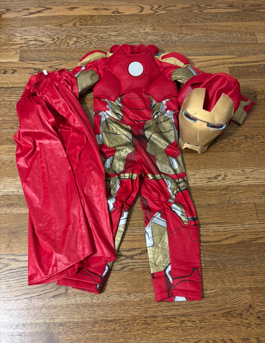 Seller #195 - *REDUCED* Kids Disney Marvel Iron Man Red/Gold Padded Jumpsuit with Mask & Cape Halloween Costume - Size 4T