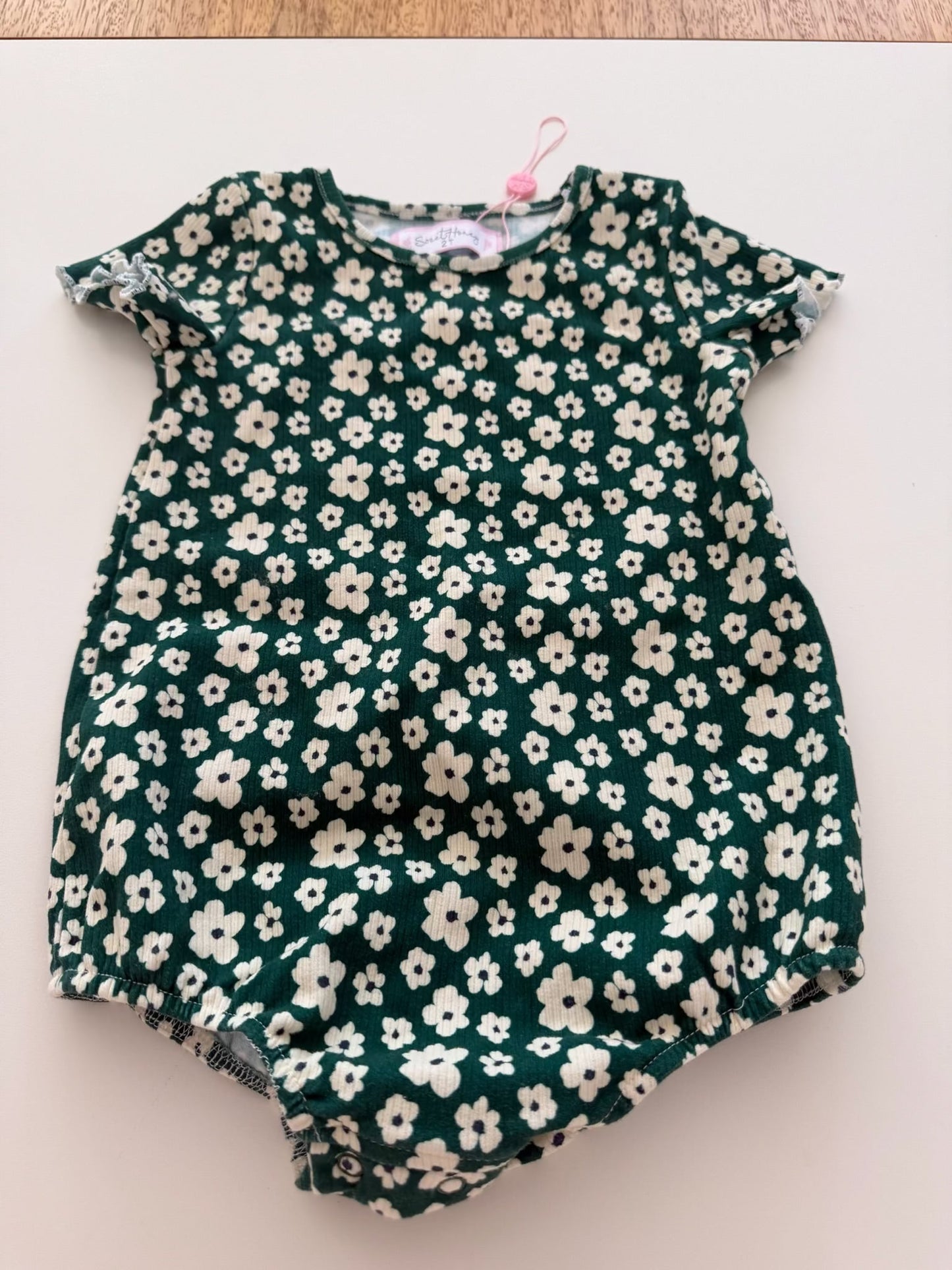 *reduced* #117, Girls 2T, SweetHoney green flower top, New