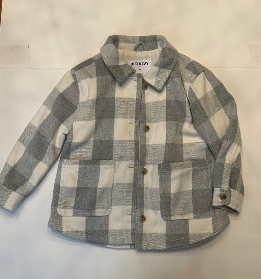 #11-Girls 4T-Old Navy-Gray and White Buffalo Plaid Shacket (1 of 2)