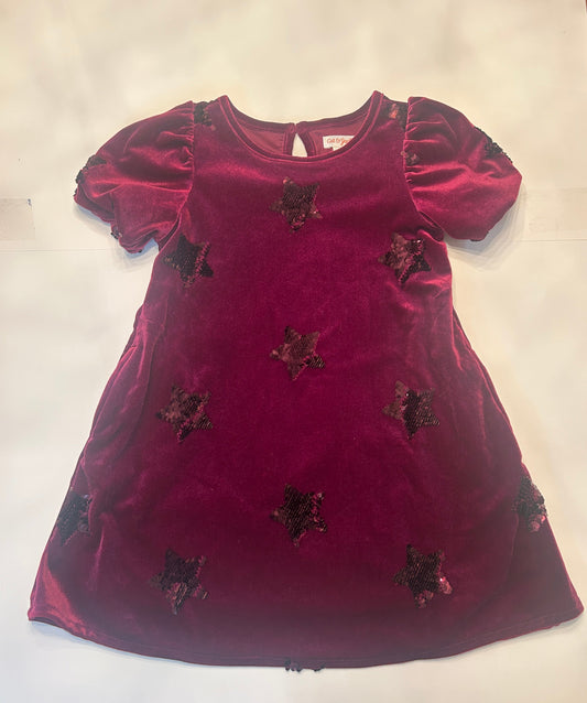 #11-Girls 4/5 XS-Cat and Jack-Red Velvet Sequin Star Dress (1 of 2)