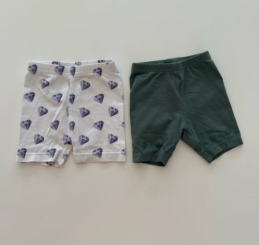 *reduced* #117, Girls 12M, Monica + Andy diamond print & Carter’s olive green bike shorts, VGUC