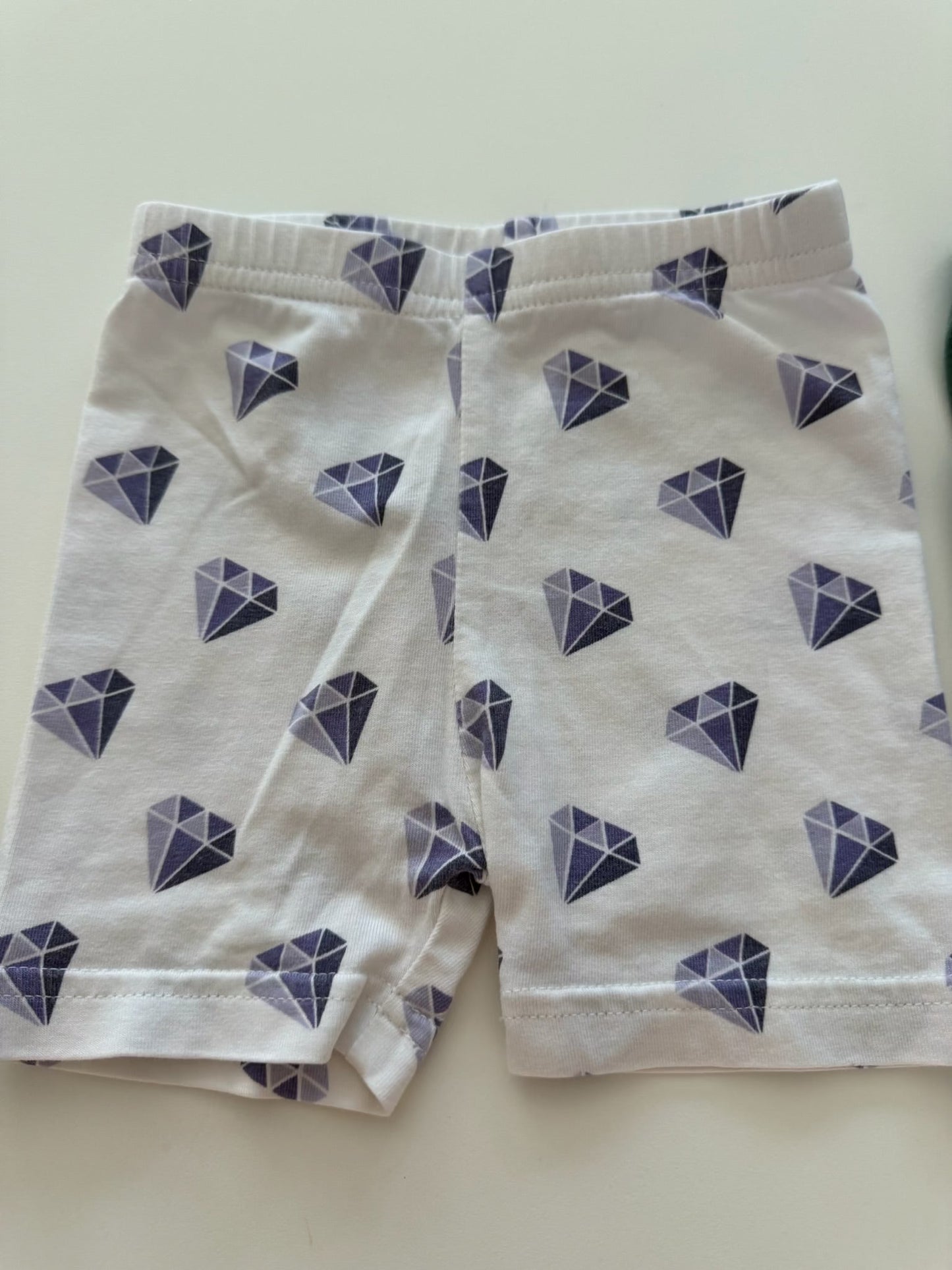 *reduced* #117, Girls 12M, Monica + Andy diamond print & Carter’s olive green bike shorts, VGUC