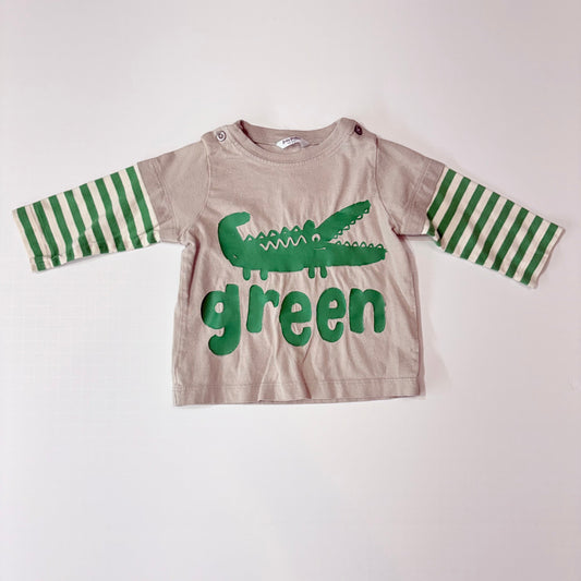 Seller 189 Boys 6-12m Baby Boden Long Sleeve Layered Green Tee EUC