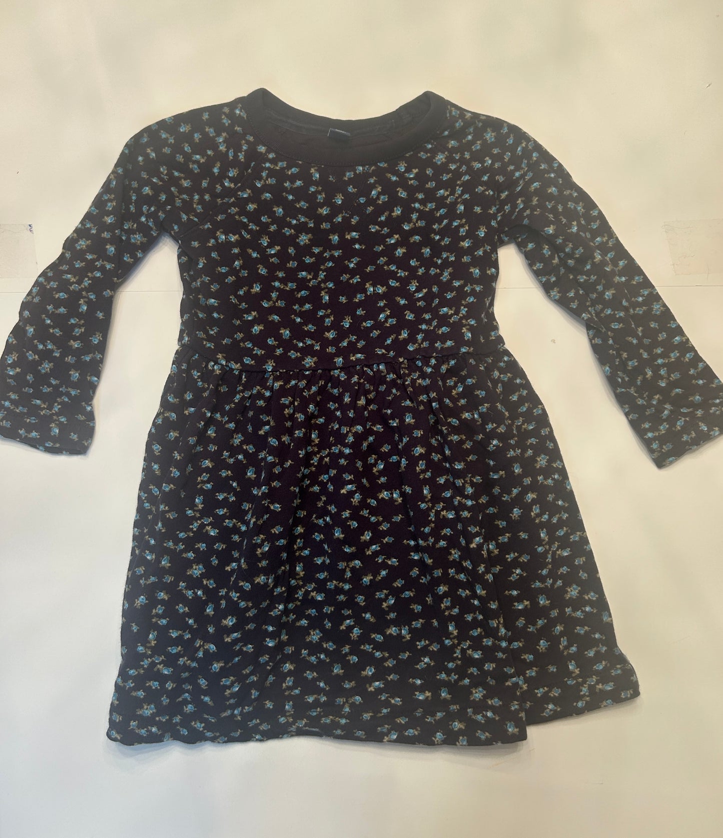 #11-Girls-4T-Gap-Black Floral Sweatshirt Dress