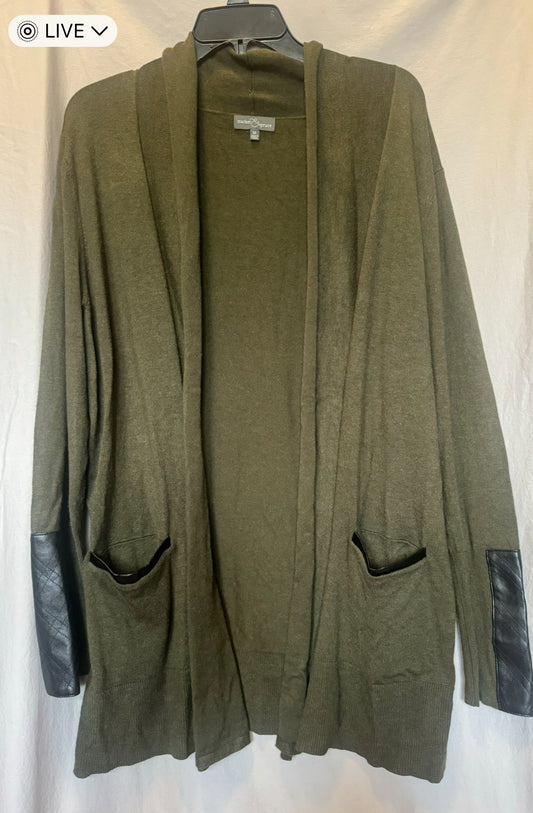 Stitch Fix Market & Spruce Olive Green Cardigan leather detail Women’s Size Medium PPU Newport- 41071