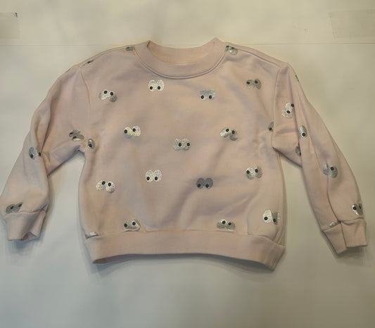 #11-Girls-4T-Gap-Pink and Silver Metallic Cropped Eye Sweatshirt (2 of 2)