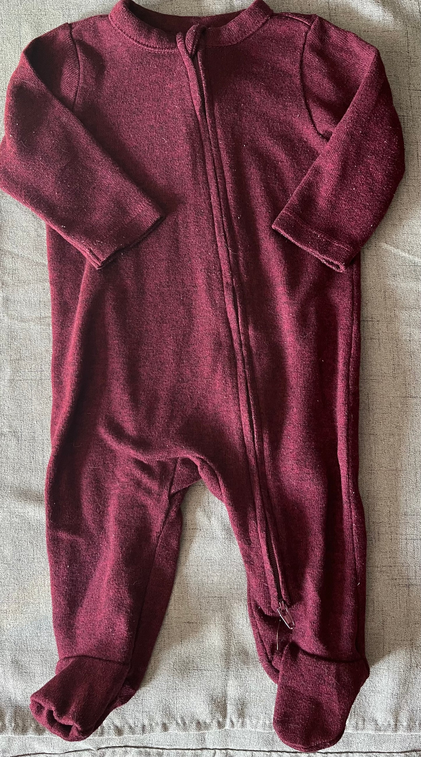 Seller #14 Old Navy maroon zip footed sleeper gender neutral size 3-6 months
