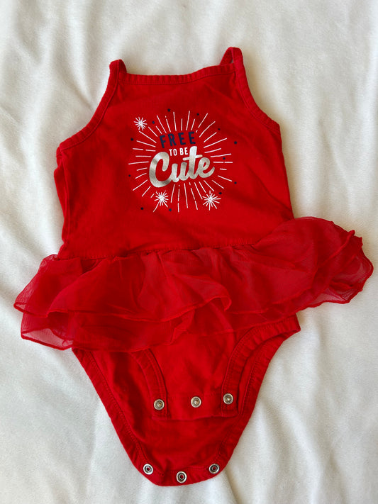 Carter's Girl 6 Month Red FREE TO BE CUTE Romper with Ruffle EUC