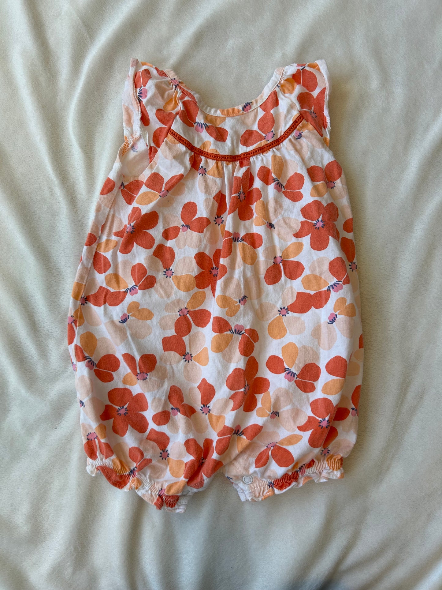 Carter's 18 month Girl Orange/Peach Floral Romper EUC