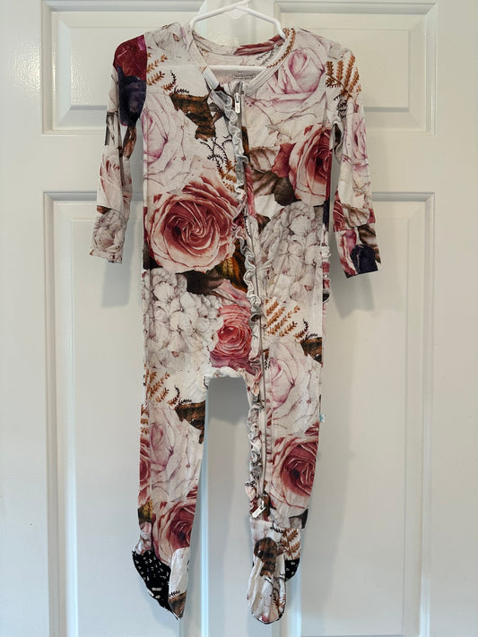 #85 Posh Peanut Floral Bamboo Zip Sleeper Footie, Toddler Girls 18-24m
