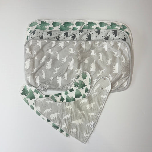 Seller 189 Copper Pearl Burp Cloths & Bandana Bibs Bundle (5pcs)