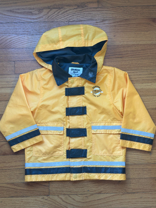 #186 OshKosh Fireman Rain Jacket with Removable Hood - boys 5/6 - EUC