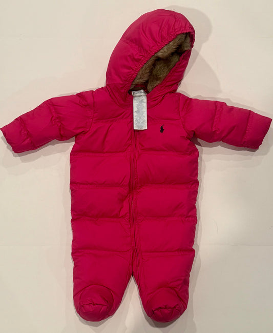#187 Girl 3m Ralph Lauren Hot Pink Down Hooded Bunting