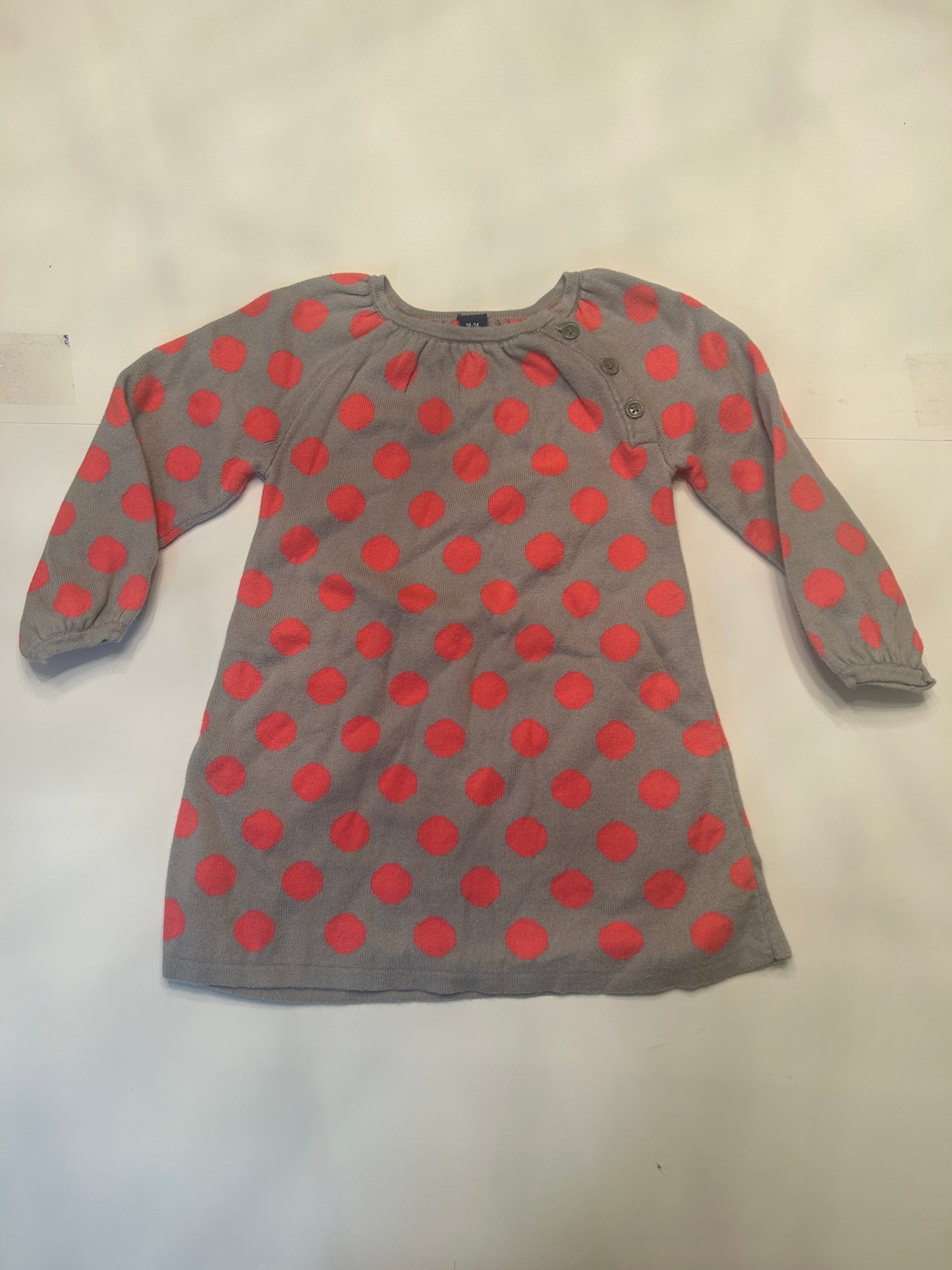 #11-Girls-2T-Old Navy-Gray and Pink Polka Dot Sweater Dress