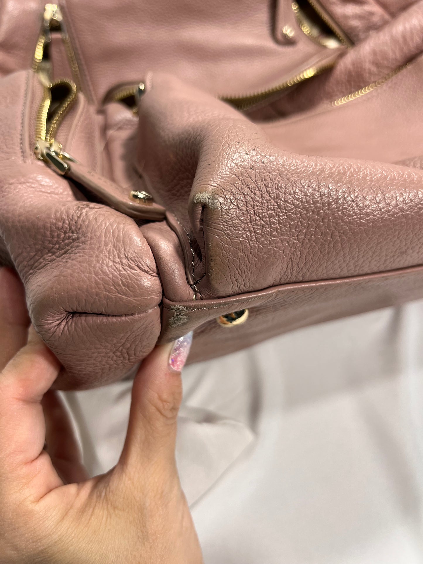 Kerikit leather pink diaper bag