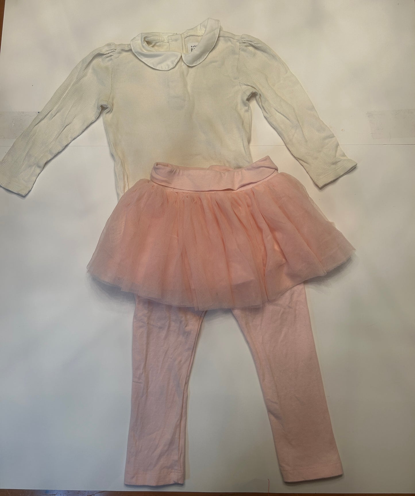 #11-Girls-18-24 Months-Gap-Pink Tutu Pants and Ivory Peter Pan Collar Onsie (1 of 2)