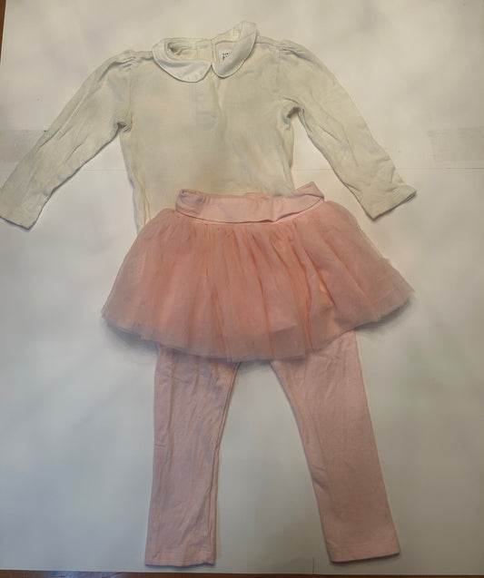 #11-Girls-18-24 Months-Gap-Pink Tutu Pants and Ivory Peter Pan Collar Onsie (1 of 2)
