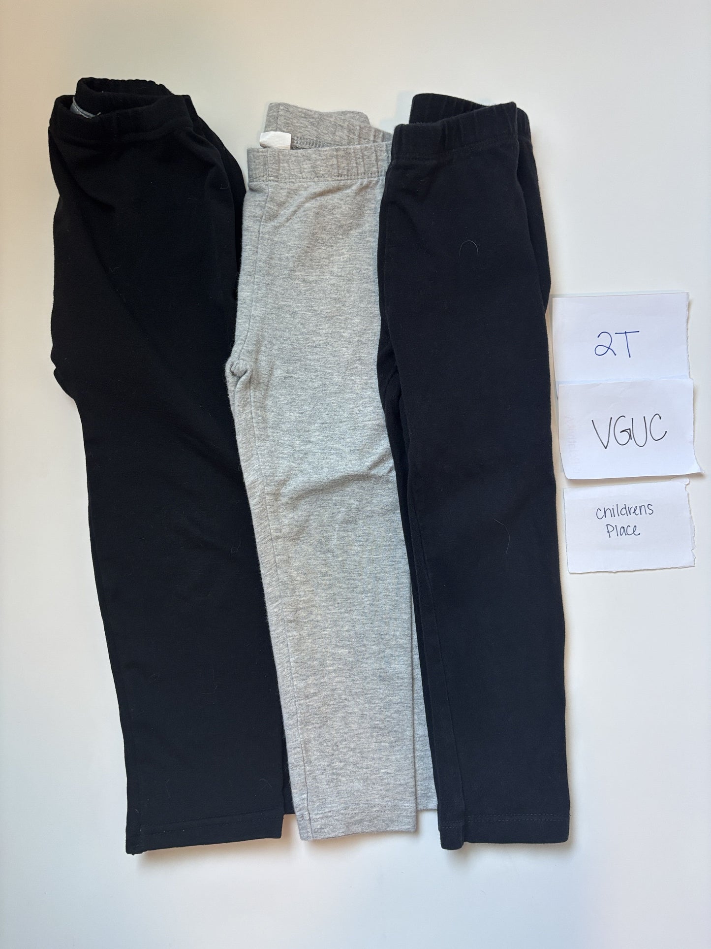 #138 - 2T - VGUC Children's Place - 3 Pair Pants (black, grey, black) - PU 45236