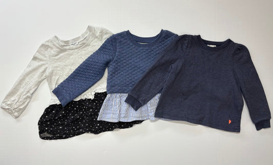Seller 189 Girls 4T Long Sleeve Blouse/Sweatshirt Bundle (3) EUC