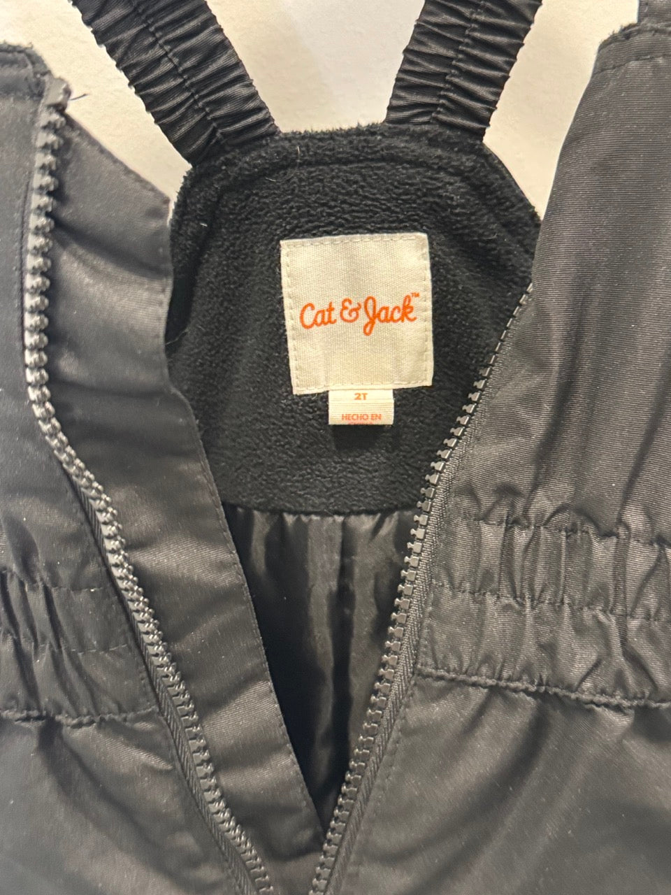 #82 Cat & Jack Black Snow Pants With Bib Boys/Girls Size 2T