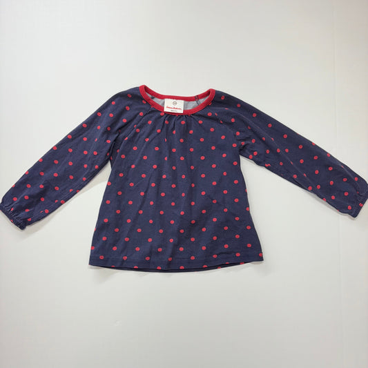 Seller 189 Girls 4T (100cm) Hanna Andersson Navy & Red Dottie Top GUC
