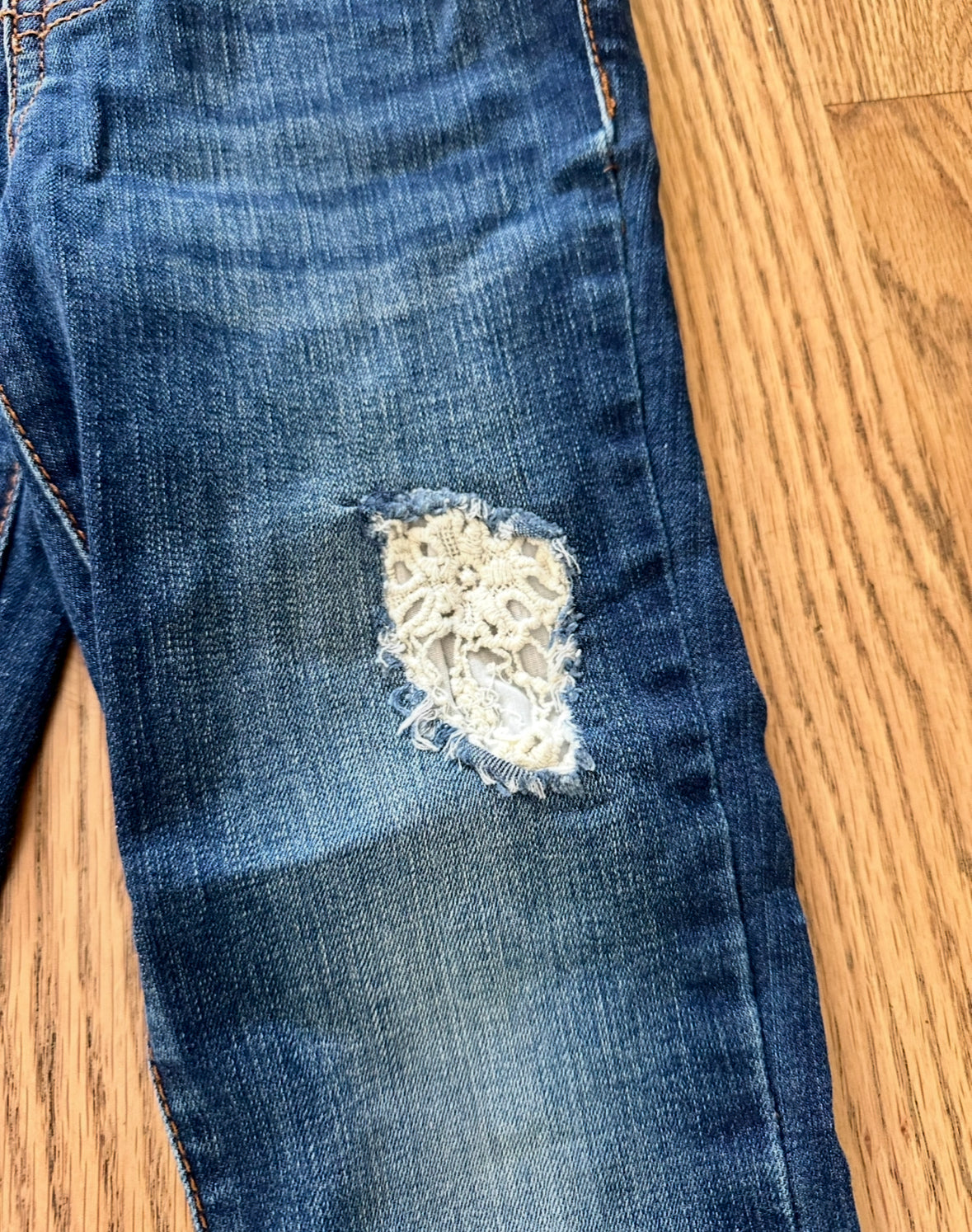 #198- Girls, Cat & Jack, Jeans with Lace “Rips”- Size 5