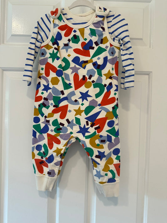 #85 REDUCED Hanna Andersson Alphabet Tshirt + Overall Set, Gen Neutral 75cm = 12-18m