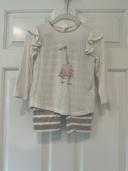 #85 REDUCED Mudpie Swan Tutu Capri outfit, Infant Girls 12-18m
