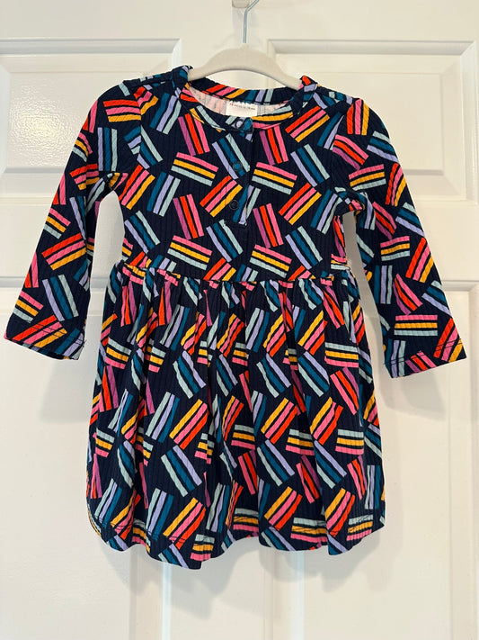 #85 REDUCED Hanna Andersson Striped Geo Dress, Infant Girls 75cm = 12-18m