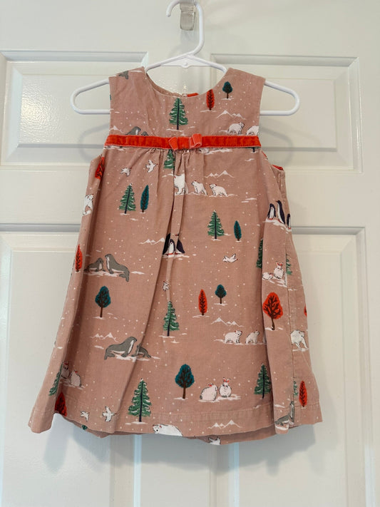 #85 REDUCED Baby Boden Pink Winter Wonderland Corduroy Dress, Infant Girls 12-18m