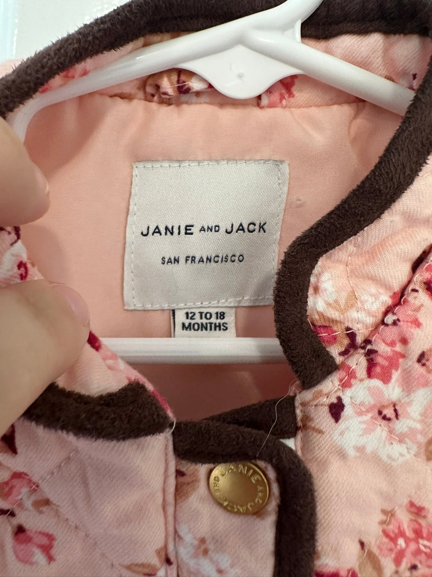 #85 REDUCED Janie & Jack Pink Brown Quilted Peplum Vest, Infant Girls 12-18m