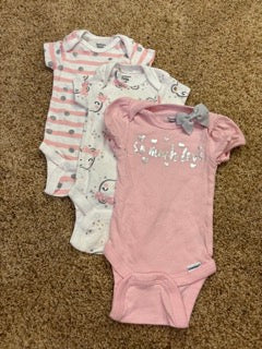 #47 girls 0-3mo Gerber onesies