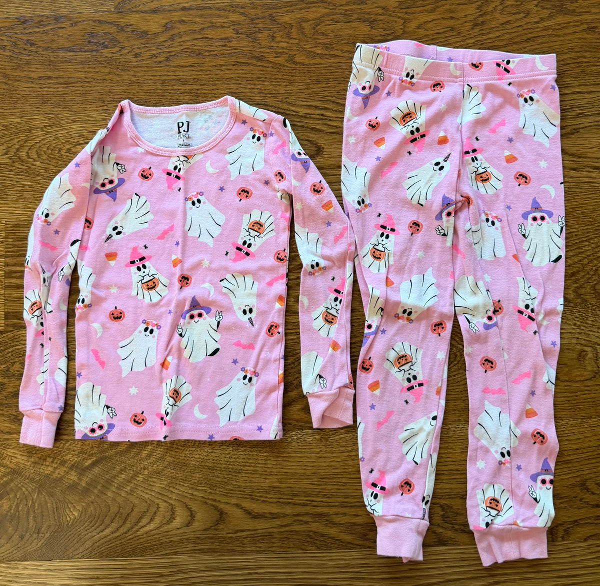 53 - Girls 5 The Children’s Place Pink Halloween Pajamas, Long Sleeve with Pants