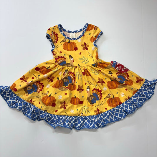 Seller 189 Girls 2-3y Eleanor Rose/Cheeky Plum Thanksgiving Twirl Dress EUC