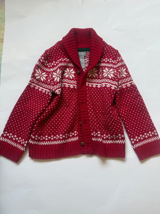 #170 Tahari Red holiday snowflake cardigan sweater gender neutral 24 months