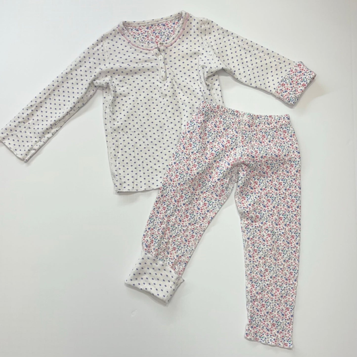 Seller 189 Girls 4T Petit Bateau Reversible Long John Pajamas EUC